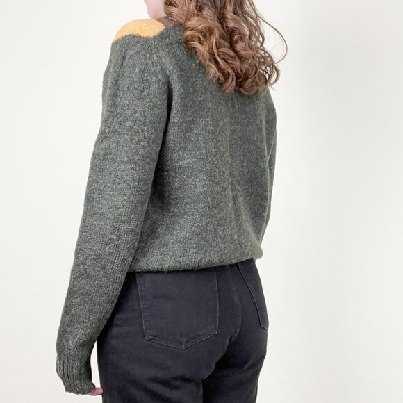 Vintage 100% Wool Zig Zag Knit Sweater Eclectic Grandpa Scandinavian 70s 80s - Picture 3 of 8